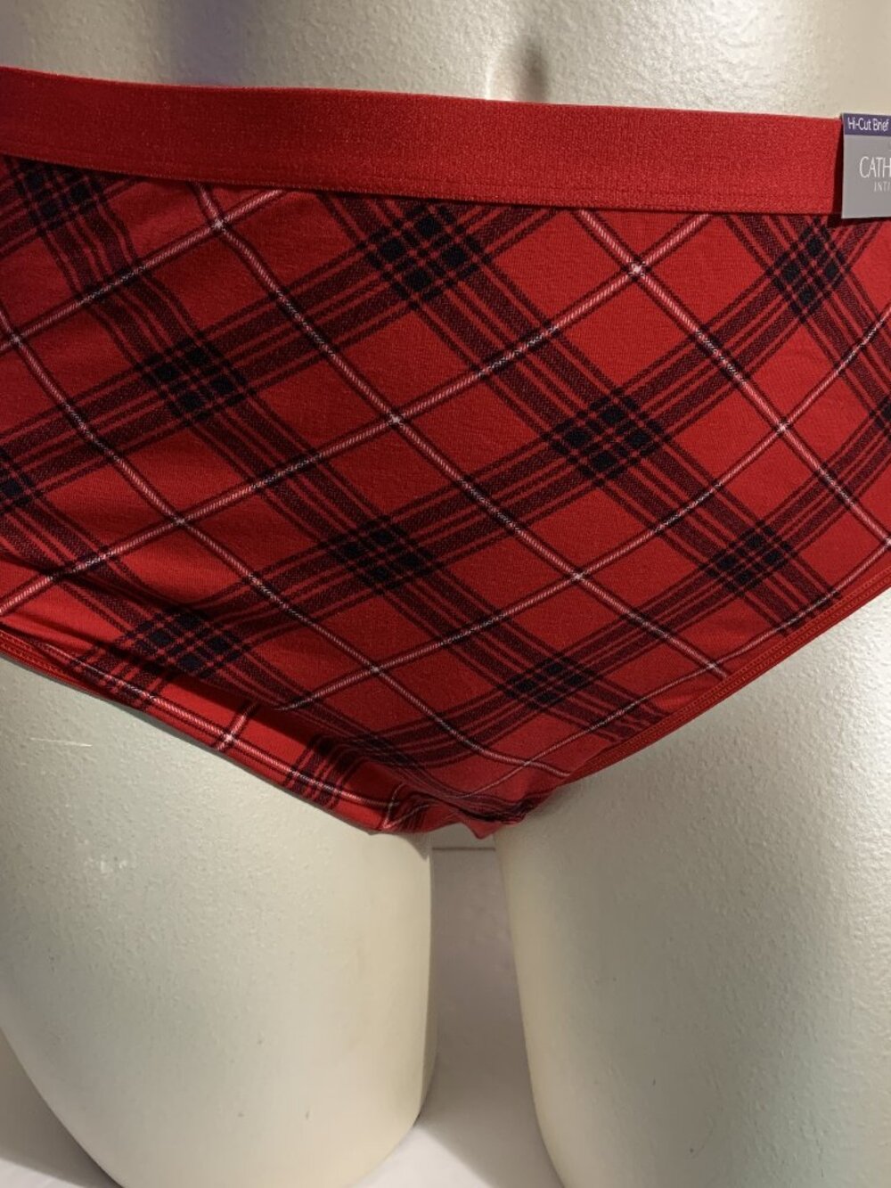 Catherines Hi-Cut Panties Underwear Cotton Blend Plaid Red Black White Plus 2X